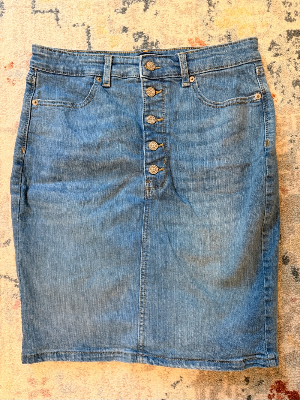 Banana Republic Denim Pencil Skirt Size 6 Button Front Stretch Jean Skirt